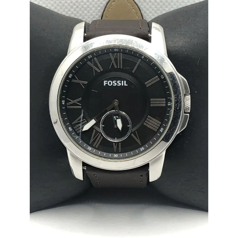 Fossil FS4973 Men's Brown Leather Analog Black Dial Quartz Genuine Watch OP669